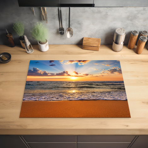 Herdabdeckplatte - Strand - Sonnenuntergang - Meer - Wolken - Horizont-2