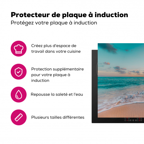 Protège-plaque à induction - Coucher de soleil - Plage - Mer - Été - Bleu-3