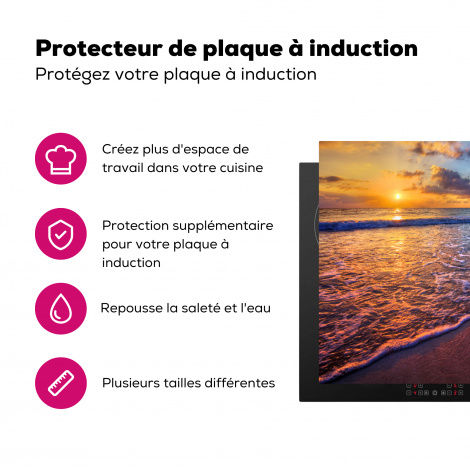 Protège-plaque à induction - Mer - Plage - Coucher de soleil - Nuages - Horizon-3
