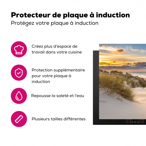 Protège-plaque à induction - Plage - Dune - Herbe - Coucher de soleil - Mer-3