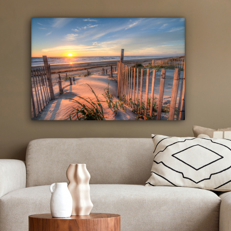 Canvas schilderij - Strand - Zee - Duin - Zonsondergang - Landschap-2