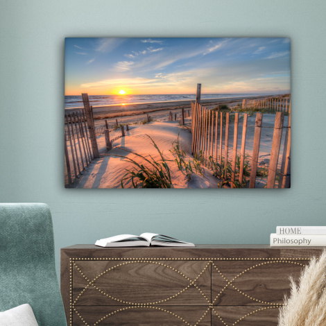 Canvas schilderij - Strand - Zee - Duin - Zonsondergang - Landschap-4