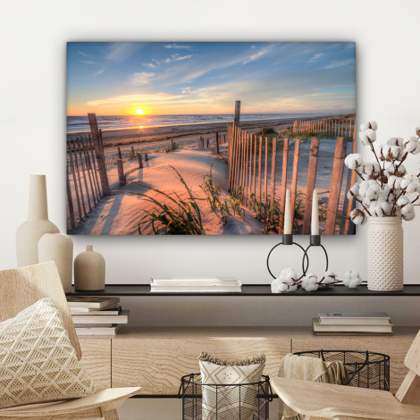 Canvas schilderij - Strand - Zee - Duin - Zonsondergang - Landschap-3