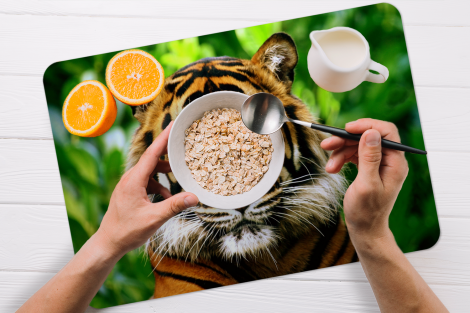 Premium placemats (6 stuks) - Tijger - Kop - Bos - 45x30 cm-2