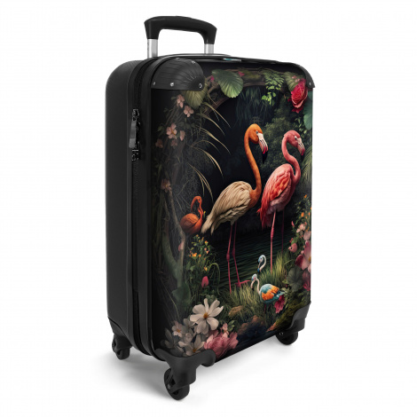Koffer - Flamingo - Bloemen - Planten - Jungle - Roze-2