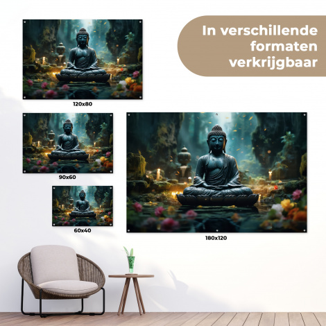 Tuinposter - Boeddha in een mystieke tuin-5