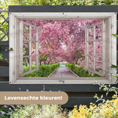 Tuinposter - Uitzicht op Bloeiende Kersenbomen-7