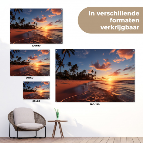 Tuinposter - Palmbomen bij Zonsondergang-5