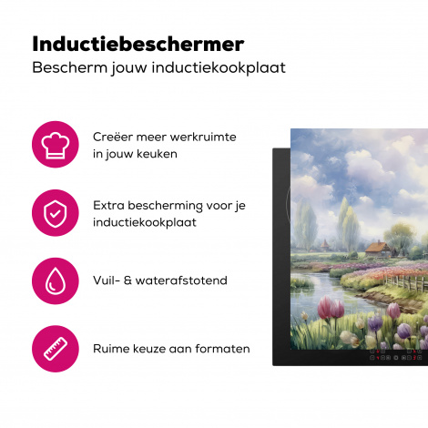 Inductiebeschermer - Molen - Bloemen - Nederland - Landschap - Hollands-3