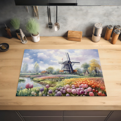 Inductiebeschermer - Molen - Bloemen - Nederland - Landschap - Hollands-2