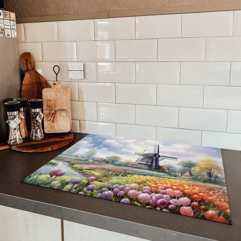 Inductiebeschermer - Molen - Bloemen - Nederland - Landschap - Hollands-5