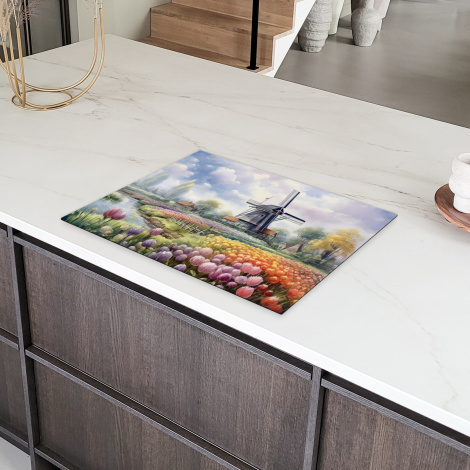 Inductiebeschermer - Molen - Bloemen - Nederland - Landschap - Hollands-6