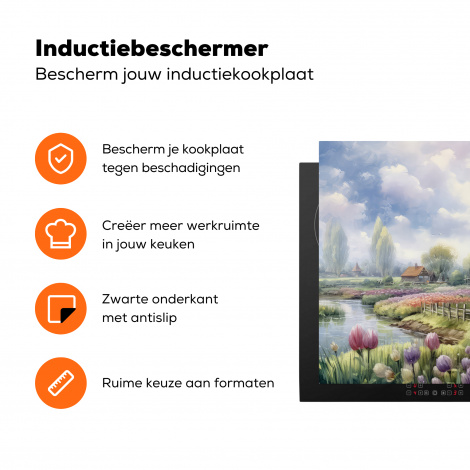 Inductiebeschermer - Molen - Bloemen - Nederland - Landschap - Hollands-3