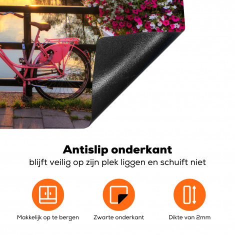 Inductiebeschermer - Amsterdam - Gracht - Zonsondergang - Bloemen - Fiets-4