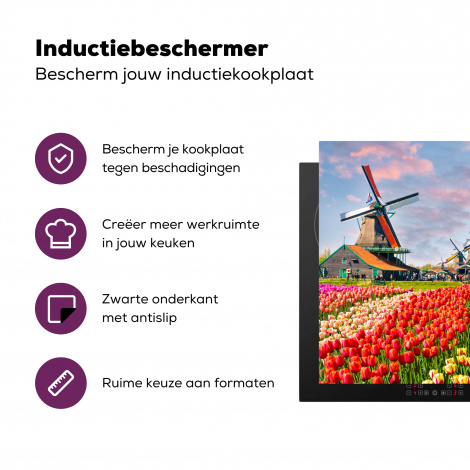 Inductiebeschermer - Molen - Tulpen - Bloemen - Regenboog - Hollands-3