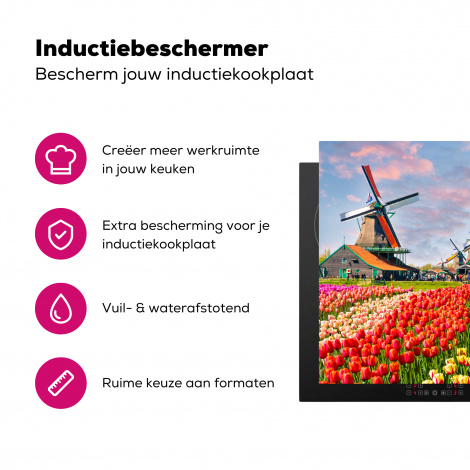 Inductiebeschermer - Molen - Tulpen - Bloemen - Regenboog - Hollands-3