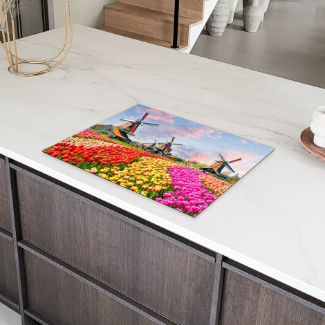Inductiebeschermer - Molen - Tulpen - Bloemen - Regenboog - Hollands-6