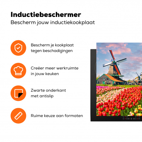 Inductiebeschermer - Molen - Tulpen - Bloemen - Regenboog - Hollands-3