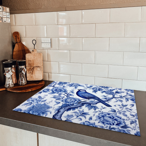 Inductiebeschermer - Vogel - Bloemen - Delfts blauw - Kunst - Hollands-5
