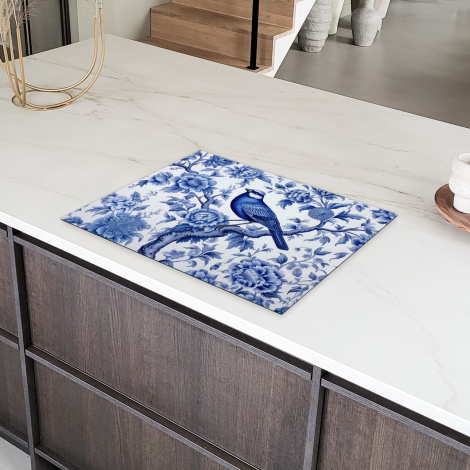 Inductiebeschermer - Vogel - Bloemen - Delfts blauw - Kunst - Hollands-6
