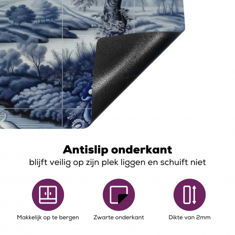 Inductiebeschermer - Landschap - Kasteel - Delfts blauw - Bloemen - Hollands-4