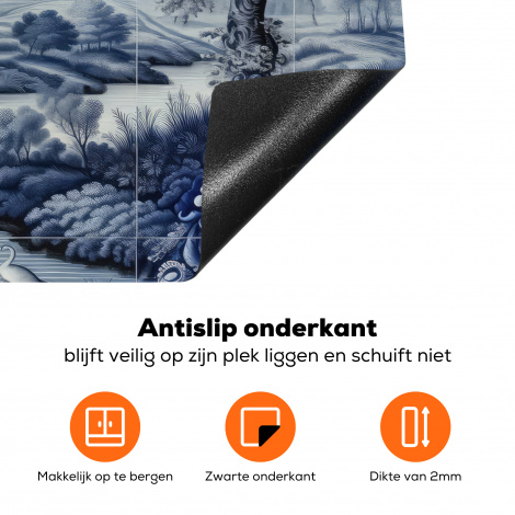Inductiebeschermer - Landschap - Kasteel - Delfts blauw - Bloemen - Hollands-4