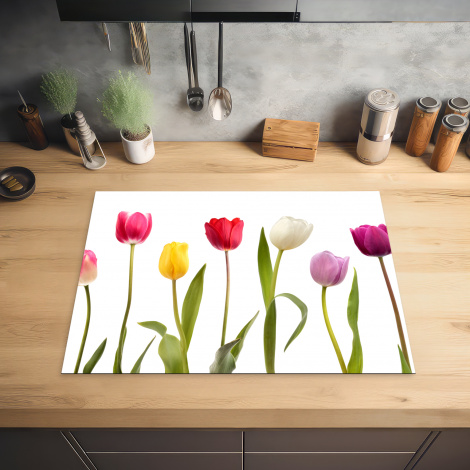 Inductiebeschermer - Tulpen - Bloemen - Wit - Stilleven-2