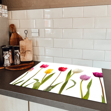 Inductiebeschermer - Tulpen - Bloemen - Wit - Stilleven-5