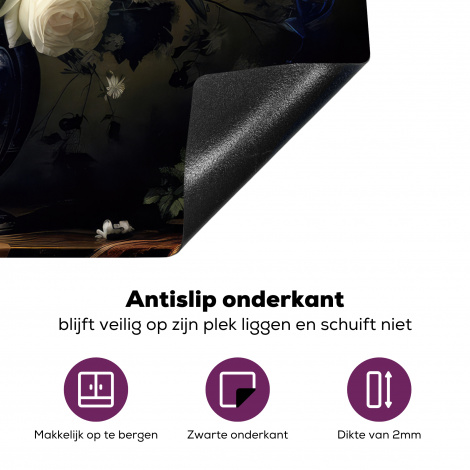 Inductiebeschermer - Bloemen - Stilleven - Rozen - Delfts blauw - Vaas-4