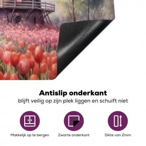 Inductiebeschermer - Molen - Tulpen - Bloemen - Landschap - Hollands-4