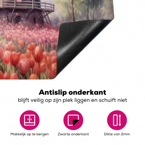 Inductiebeschermer - Molen - Tulpen - Bloemen - Landschap - Hollands-4