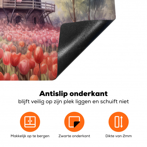 Inductiebeschermer - Molen - Tulpen - Bloemen - Landschap - Hollands-4