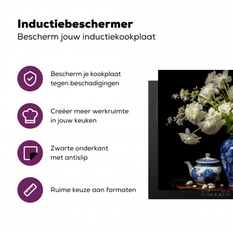 Inductiebeschermer - Bloemen - Schenkkan - Delfts blauw - Stilleven-3