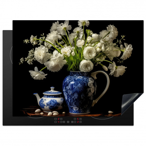 Inductiebeschermer - Bloemen - Schenkkan - Delfts blauw - Stilleven