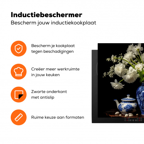 Inductiebeschermer - Bloemen - Schenkkan - Delfts blauw - Stilleven-3