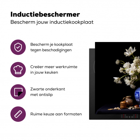 Inductiebeschermer - Bloemen - Delfts blauw - Schenkkan - Stilleven - Hollands-3