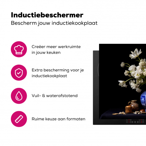 Inductiebeschermer - Bloemen - Delfts blauw - Schenkkan - Stilleven - Hollands-3