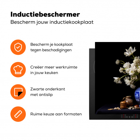 Inductiebeschermer - Bloemen - Delfts blauw - Schenkkan - Stilleven - Hollands-3