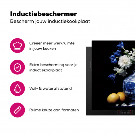Inductiebeschermer - Stilleven - Schenkkan - Delfts blauw - Fruit - Bloemen-3