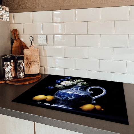 Inductiebeschermer - Stilleven - Schenkkan - Delfts blauw - Fruit - Bloemen-5