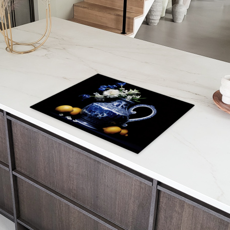 Inductiebeschermer - Stilleven - Schenkkan - Delfts blauw - Fruit - Bloemen-6