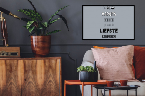 Poster met lijst - Vaderdag geschenk - Vader - Spreuken - De beste vaders - Quote - Liggend-2