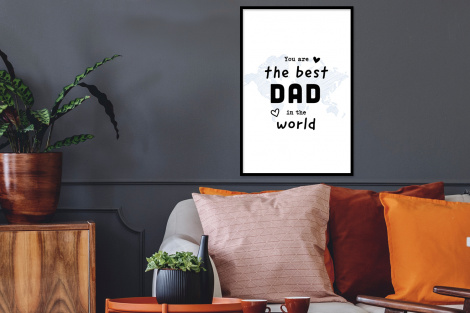 Poster met lijst - Quotes - The best dad in the world - Spreuken - Papa - Staand-2