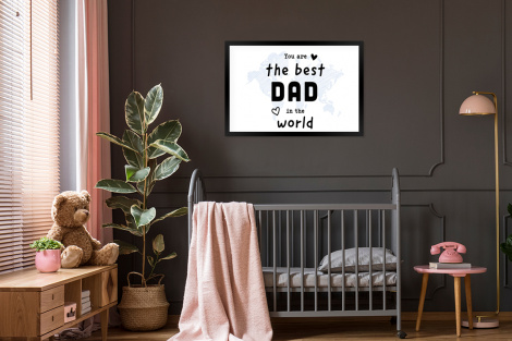 Poster met lijst - Quotes - The best dad in the world - Spreuken - Papa - Liggend-3