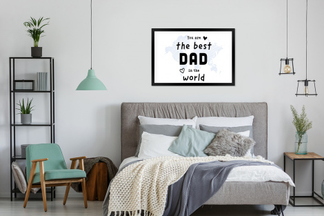 Poster met lijst - Quotes - The best dad in the world - Spreuken - Papa - Liggend-4