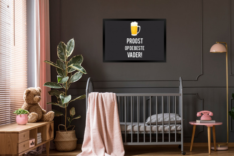 Poster met lijst - Spreuken - Proost op de beste vader - Quotes - Papa - Liggend-3