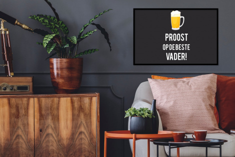 Poster met lijst - Spreuken - Proost op de beste vader - Quotes - Papa - Liggend-2