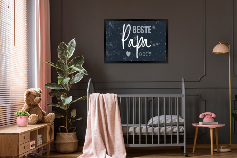 Poster met lijst - Cadeau voor man - Quote - Vaderdag - Beste papa ooit - Spreuken - Liggend-3