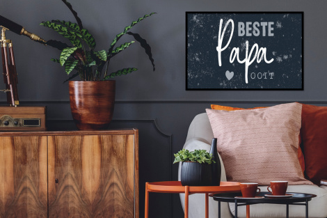 Poster met lijst - Cadeau voor man - Quote - Vaderdag - Beste papa ooit - Spreuken - Liggend-2