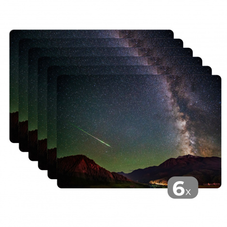 Premium placemats (6 stuks) - Een vallende ster en de Melkweg boven China - 45x30 cm-thumbnail-1